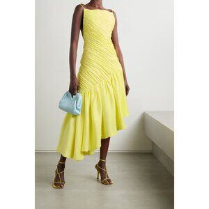 Rasario Asymmetric ruffled linen-blend dress